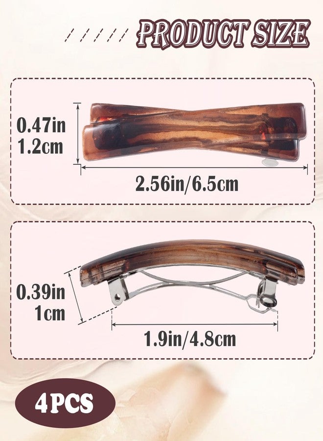 SmallCat 4PCS 2.5 Inch Tortoise Shell Hair Clips for Women, Classic French Hair Barrettes, Curved Glossy Hair Accessories for Women Thick Long Hair (Black, White, Leopard Color, Amber) - Image 2